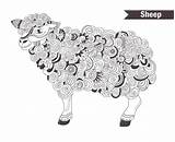 Coloring Sheep Pages Book Adult Vector Tattoo Zentangle Stock Illustration Antistress Dreamstime Mandala Drawn Hand Background Choose Board sketch template