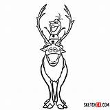 Olaf Frozen Sven Drawing Draw Cartoon Riding Drawings Sketchok Paintingvalley sketch template