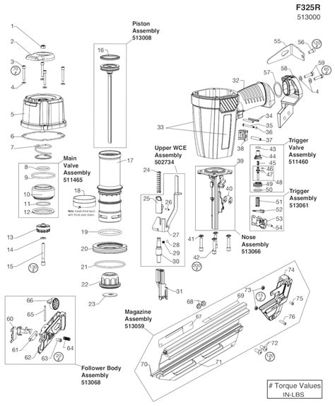 paslode fr framing nailer  model schematic parts diagram toolbarncom