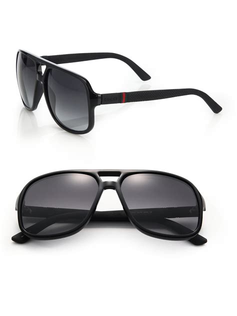 Gucci 1115 59mm Mirror Aviator Sunglasses In Black For Men Lyst
