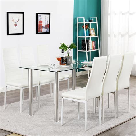 zimtown  piece dining table set tempered glass top table   kitchen