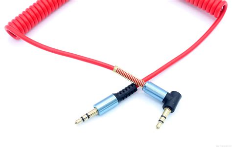 Right Angle 90 Degree Male To Male Retractable Spring Car Stereo Audio