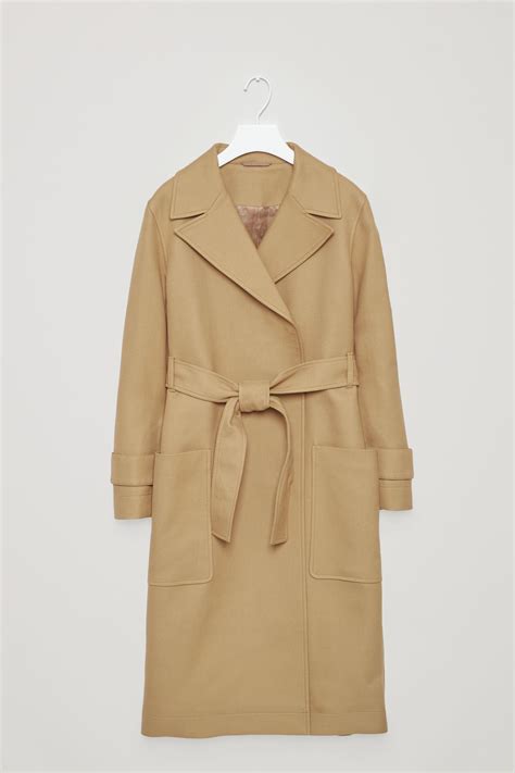 cotton trench coat  large pockets  dark beige natural lyst