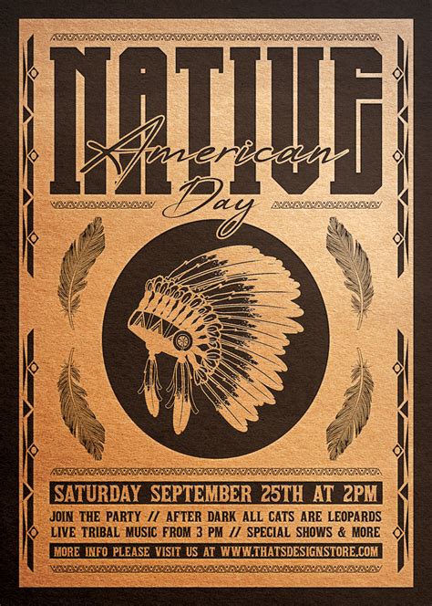 native american day flyer psd template   photoshop