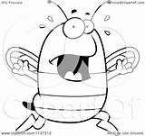 Panicking Bee Clipart Cartoon Outlined Coloring Vector Cory Thoman Royalty sketch template