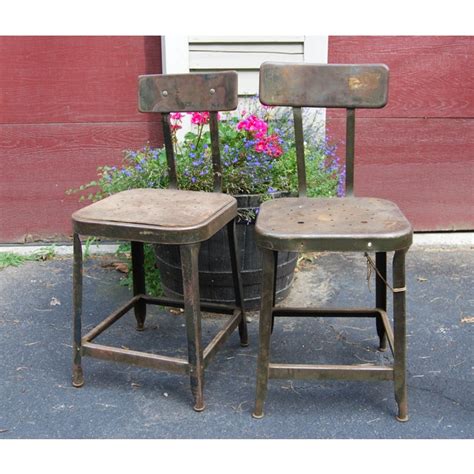 Vintage Industrial Metal Stools A Pair Chairish