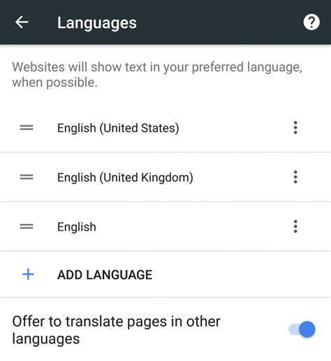 chrome  android  adding language settings   multilingual support