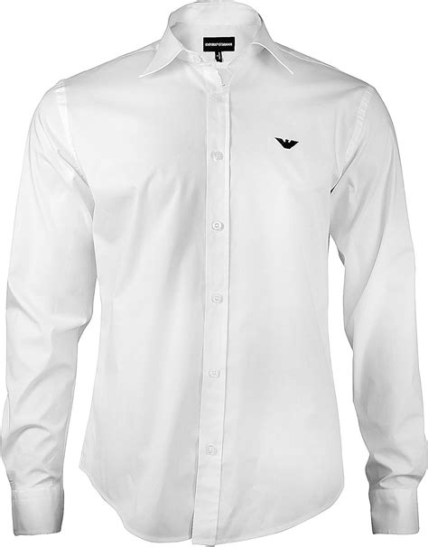 armani herren hemd slim fit business langarmhemd mit knopfleiste und