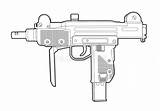 Uzi Outline Drawing Arme Arma Vectores Icona Icône Illustrazioni sketch template