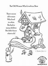 Old Nursery Rhymes Coloring Lady Rhyme Kids Shoe Pages Lived Woman Who Color Jack Printable Preschool Jill Reading Mother Crafts sketch template