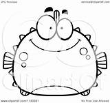 Fish Dumb Blowfish Chubby Clipart Smiling Piranha Cartoon Surprised Outlined Coloring Vector Thoman Cory Illustration Royalty Clipartof sketch template