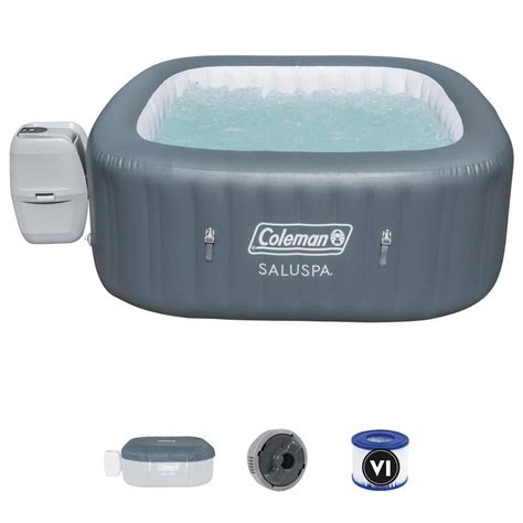 coleman saluspa  person  airjets inflatable squared hot tub spa grey  bw  home depot