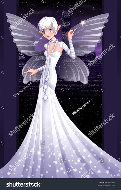 Snow Fairy The White Haired Fairy In A Dress With A