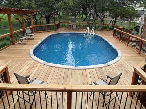 25 Top Oval Above Ground Swimming Pools Design With Decks Best Above