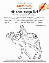 Abraham Worksheet Obeys Lesson Story Biblepathwayadventures sketch template