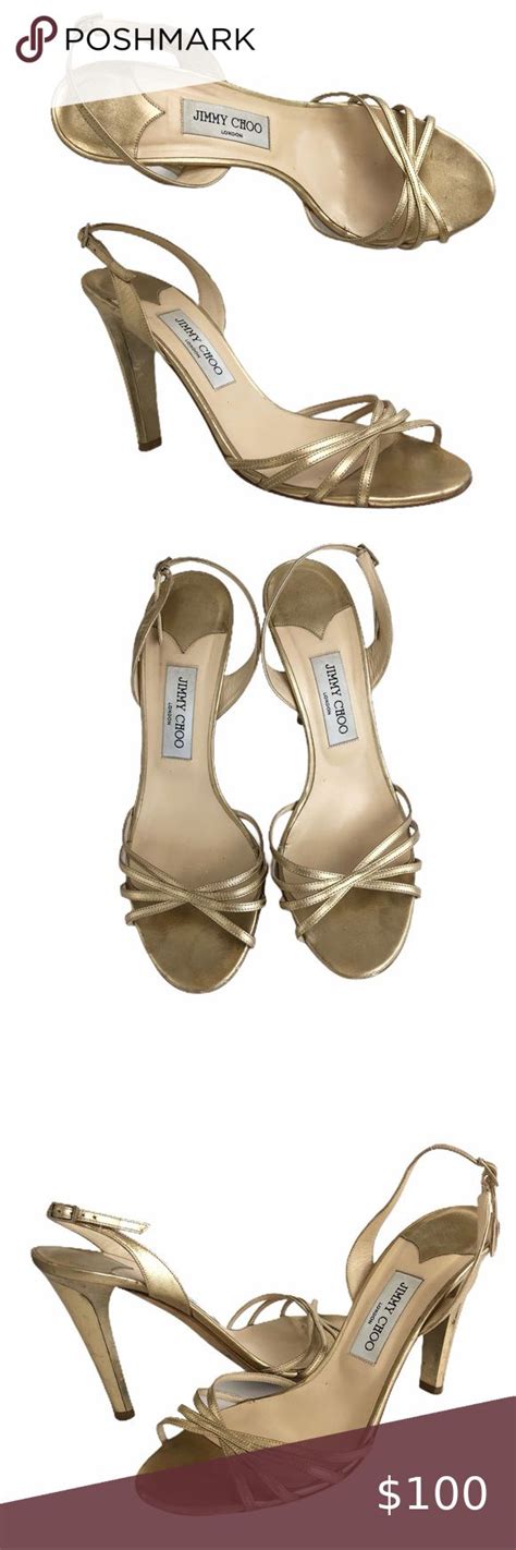 jimmy choo strappy gold slingback heels leather   shoes women heels jimmy choo shoes