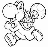 Yoshi Toad Coloring sketch template