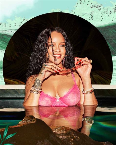 rihanna beautiful big breasts in pink lingerie for savage x fenty