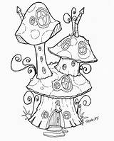 Fairy Coloring Pages Garden House Mushroom Printable Adult Houses Recess Sheets Fairies Tree Drawing Book Gnome Color Mushrooms Homes Print sketch template
