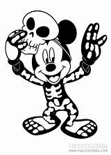 Skeleton Mickey Costume Coloring Pages Game Print Halloween sketch template