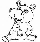 Coloring Hippo Pages Cute Hippopotamus Getdrawings sketch template