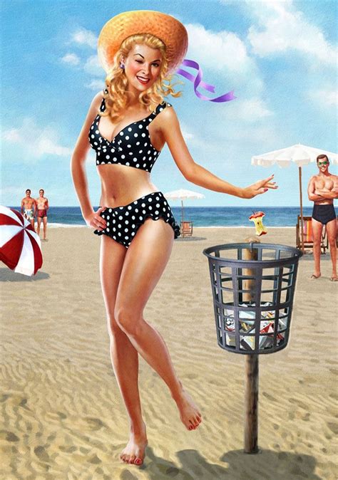 Sexy Polka Dot Bikini Pin Up Girl Pop Map Poster Classic