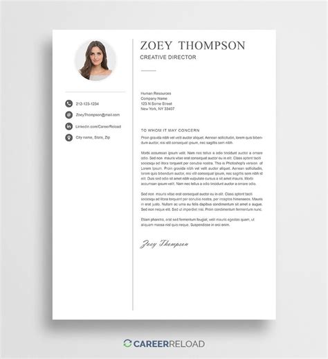 creative cover letter template