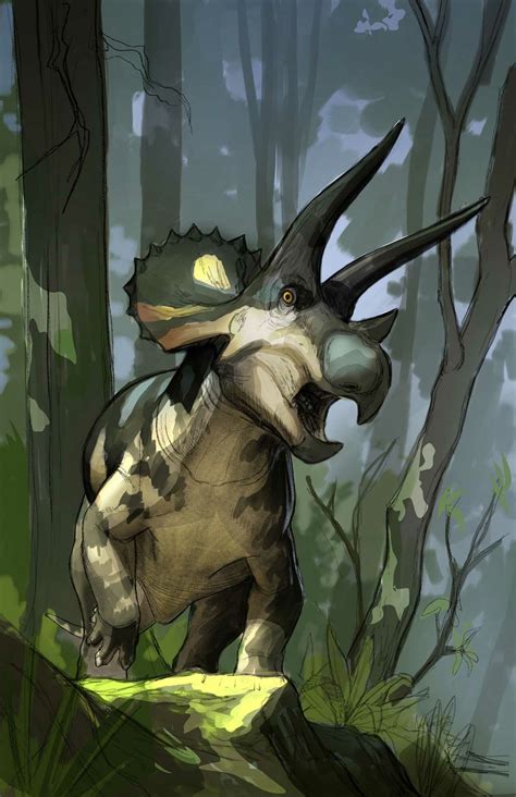 raul ramos beasts   mesozoic triceratops subadult package art