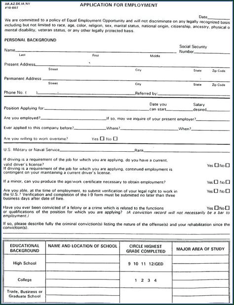 Printable Truck Driver Employment Application Template Templates 2