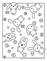 Kawaii Coloring Pages Bunnies Kids Printable sketch template