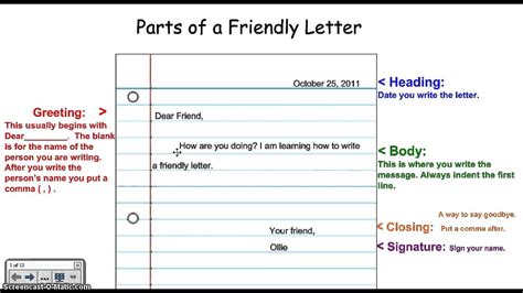 writing  friendly letter youtube