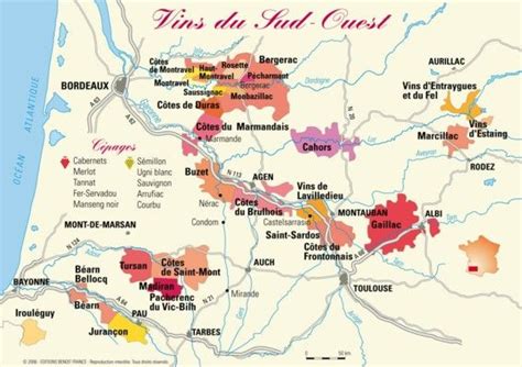 map   vineyards   south west  france including gascony