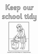School Colouring Tidy Keep Poster Posters Rules Activity Classroom Clean Pages Kids Litter Colour Activityvillage Children Bin Choose Board Village sketch template
