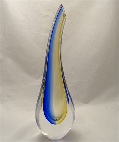 Murano Glass Vase Cobalt Blue Amber Murano Glass