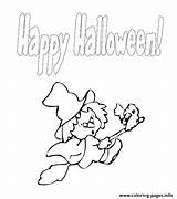 Coloring Flying Halloween Witch Pages Printable sketch template
