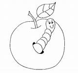 Worm Apple Coloring Coloringcrew Gif sketch template