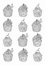 Coloring Easy Pages Adults Cupcake Kids sketch template