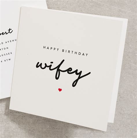 happy birthday wifey birthday card  wife   birthday etsy