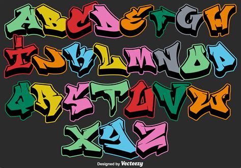 vector graffiti alphabet letters  vector art  vecteezy