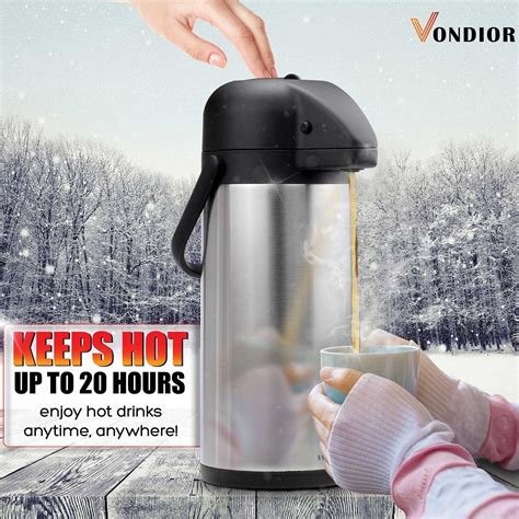 vondior thermal coffee air pot oz stainless steel hot cold beverage pump dispenser