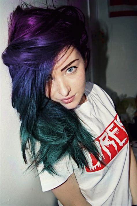 purple blue and green hair upkeep would be a bitch but so pretty hair pinterest blue