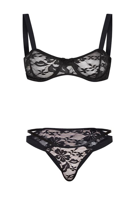 black underwired lace lingerie set lingerie prettylittlething aus