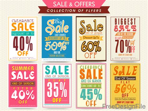 Discount With Sale Poster And Flyer Vector 02 Free Download