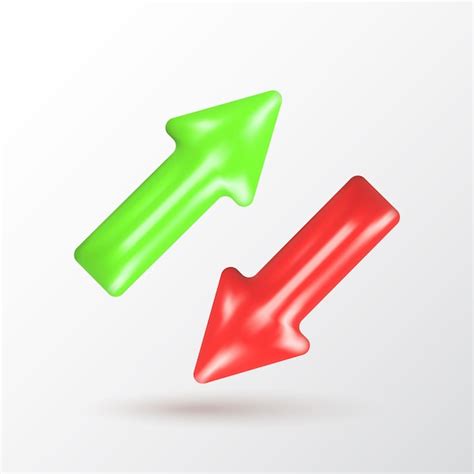 Premium Vector Up And Down 3d Shiny Red Green Arrows Currency Price