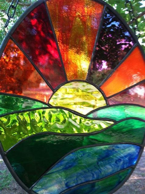 Suncatcher Sunset Ocean Glass Painting Designs Faux Stained Glass