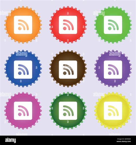 rss feed icon sign  set    colored labels vector