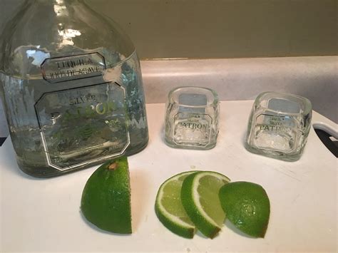 Patron Tequila 50ml Bottle Shot Glasses Set Of 2