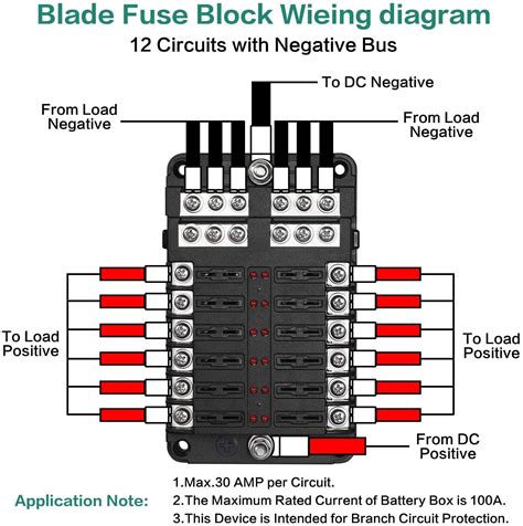 fuse box  volt blade fuse block  circuit wnegative bus waterproof measuring