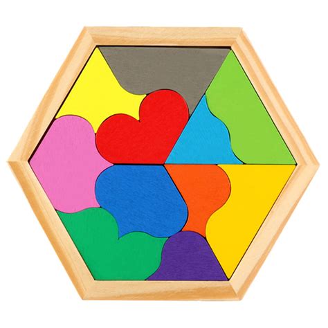 pcs geometric wooden colorful puzzle early education jigsaw heart