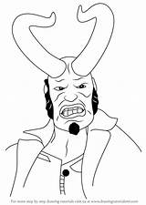 Hellboy Horns Drawing Draw Step Tutorials Drawingtutorials101 Cartoon sketch template